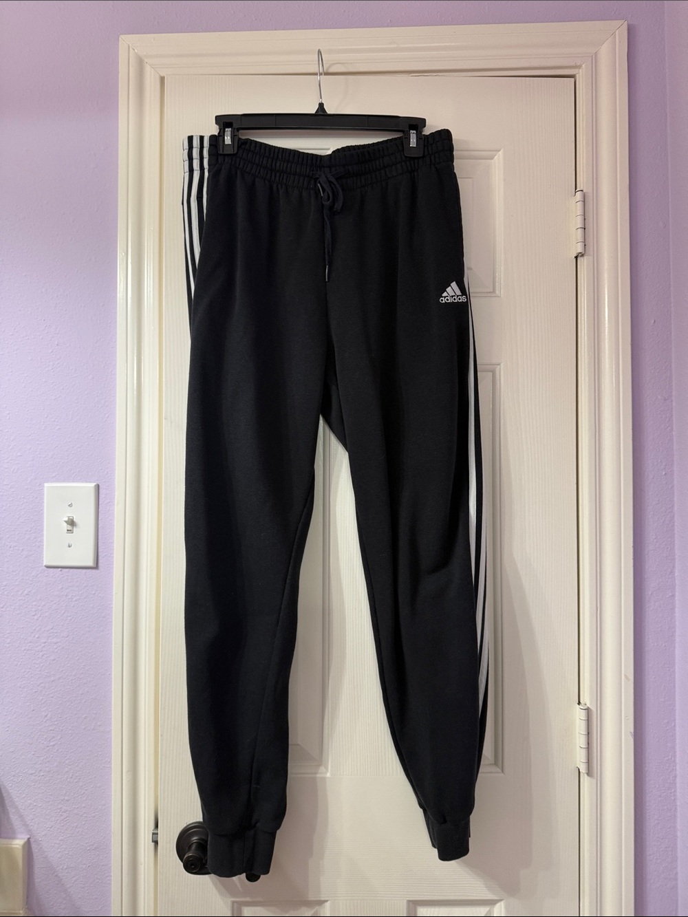 adidas Black Jogger Pants with White Side Stripes